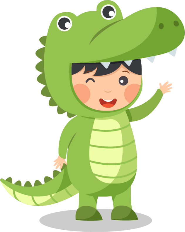 Niño disfrazado de cocodrilo